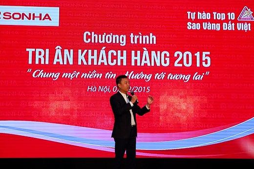 Ông Lê Vĩnh Sơn – Chủ tịch HĐQT phát biểu gửi lời tri ân tới khách hàng tại buổi lễ.