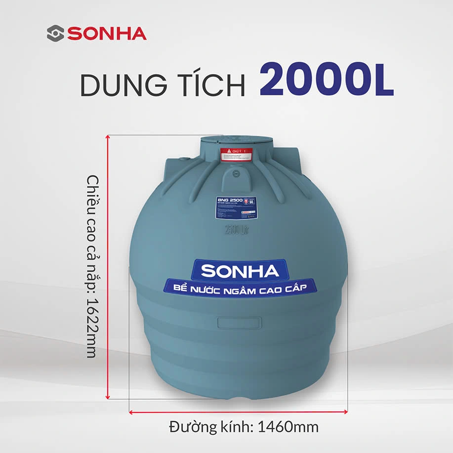 bể nước ngầm sơn hà 2000l