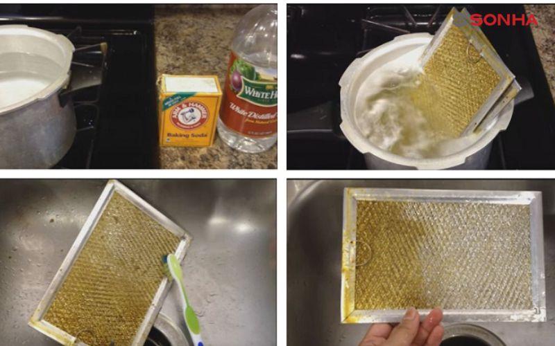 Lưới lọc nhôm nên vệ sinh bằng các dung dịch tự nhiên như baking soda, giấm hoặc chanh