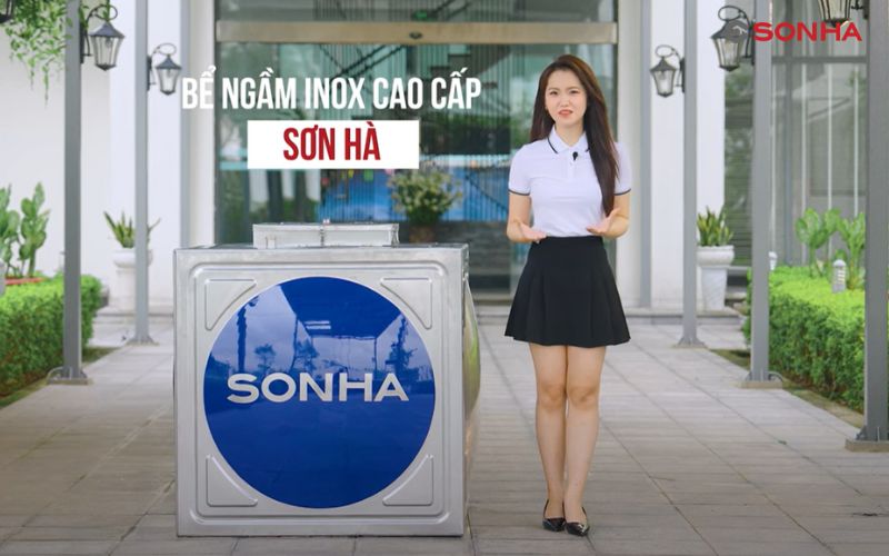 Logo rõ nét là dấu hiệu nhận biết bể nước ngầm inox 1000L Sơn Hà chính hãng