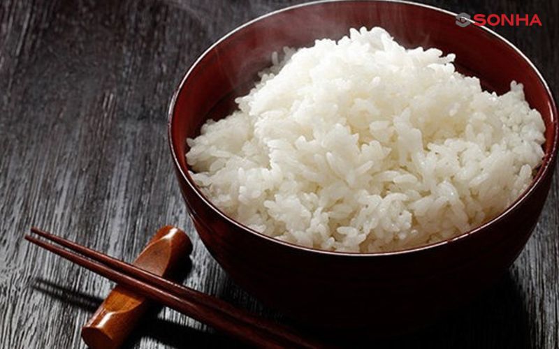 Thành phẩm cơm nấu bằng nồi cơm điện