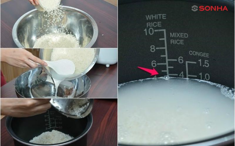 Quy trình nấu cơm từng bước với nồi cơm điện