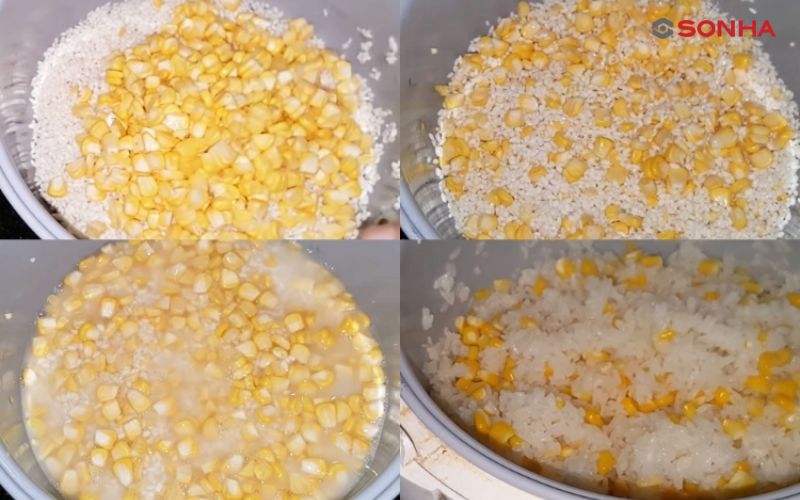 Các nguyên liệu tươi ngon được chuẩn bị nấu xôi bắp