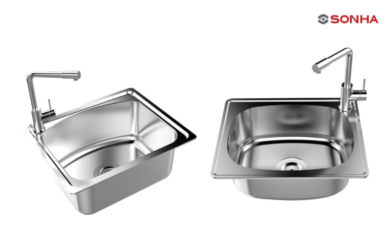 Các mẫu chậu rửa bát một ngăn với kích thước đa dạng