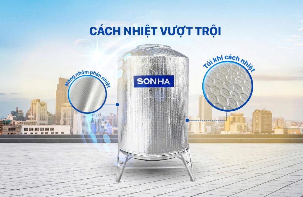 Áo giáp chống nóng bồn inox Sơn Hà - "Khiên chắn nhiệt" bảo vệ nguồn nước trong mùa hè.