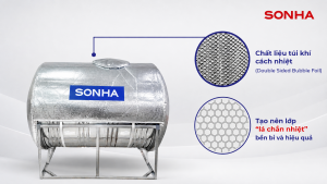 Áo giáp chống nóng bồn nước inox Sơn Hà sử dụng chất liệu túi khí cách nhiệt 